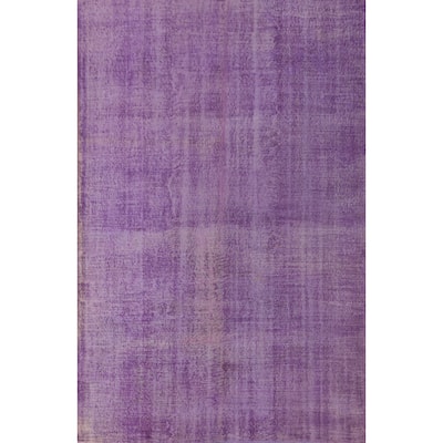 Over-Dyed Purple Anatolian Turkish Vintage Rug Handmade Wool Carpet - 6'10" x 10'0"