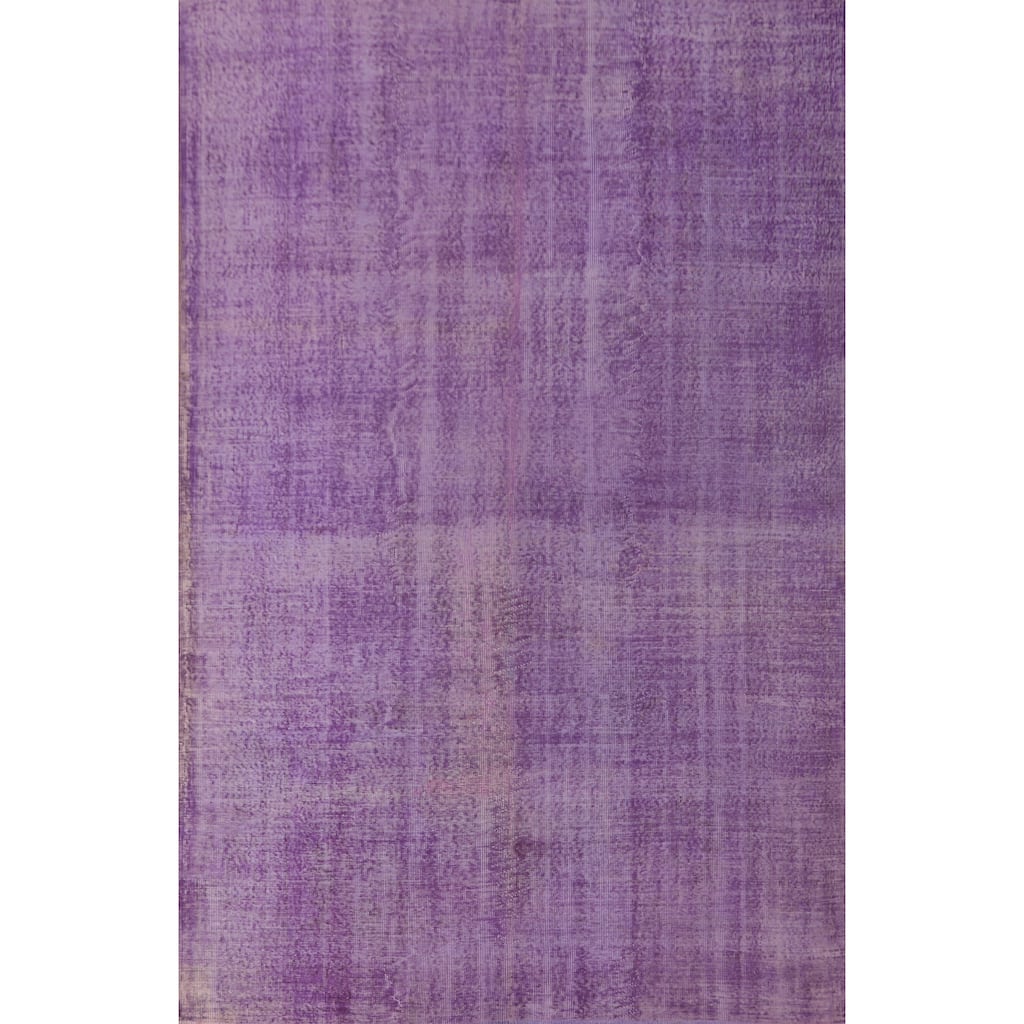 Over-Dyed Purple Anatolian Turkish Vintage Rug Handmade Wool Carpet - 6'10" x 10'0"