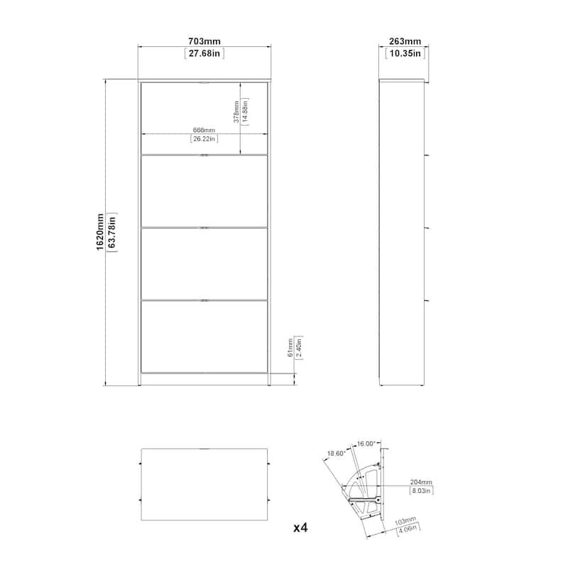 Porch & Den Cambria 4-drawer Shoe Cabinet