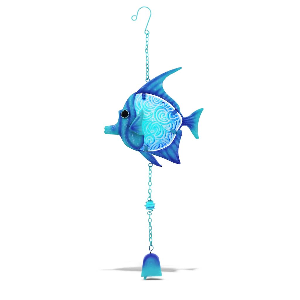 CoTa Global Blue Fish Hanging Sea Glass Wind Chime - 17.72 Inch