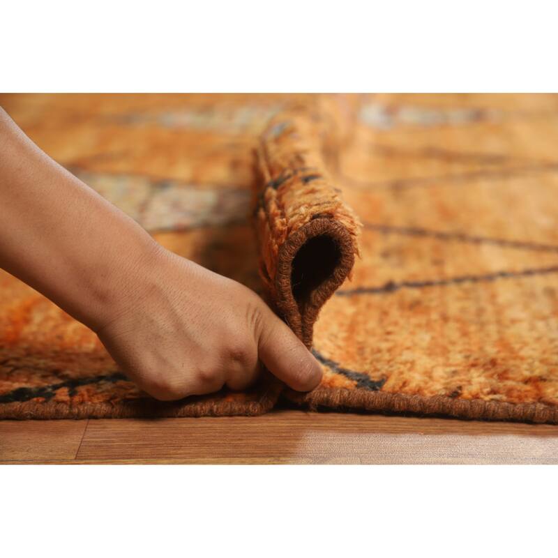 All-Over Trellis Moroccan Oriental Large Rug Handmade Wool Carpet - 10'1" x 14'1"