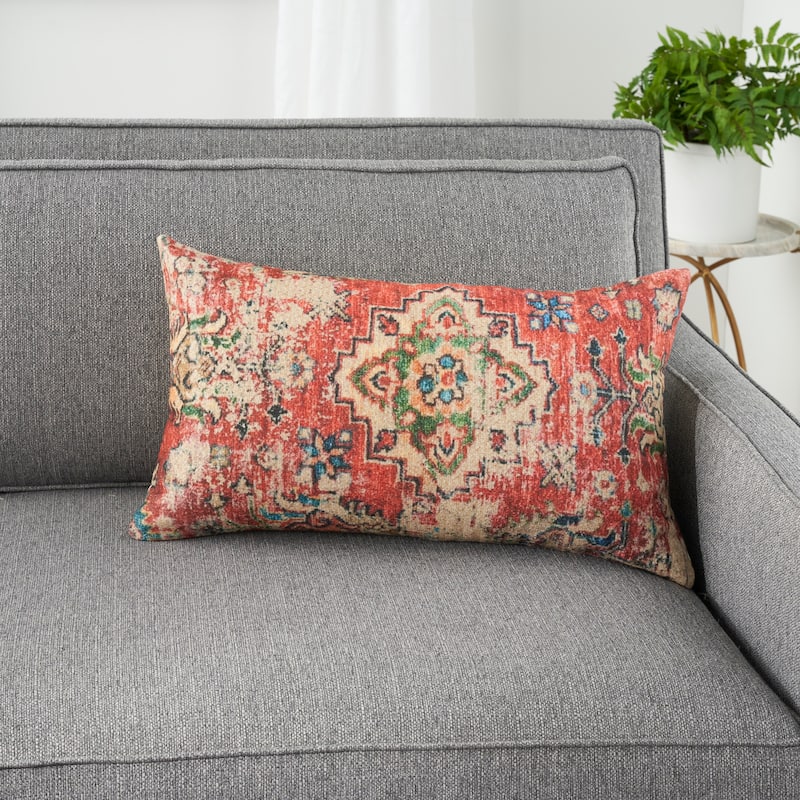 57 Grand by New Concept Washables Persian Medallion 14" x 24" Rust Indoor Throw Pillow