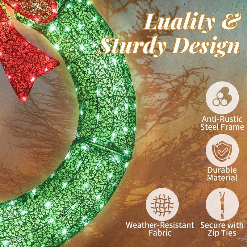 Pre-Lit Outdoor Christmas Wreath Decoration