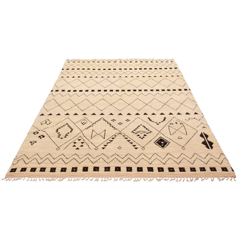 ECARPETGALLERY Hand-knotted Pak Finest Marrakesh Cream Wool Rug - 9'1 x 12'6