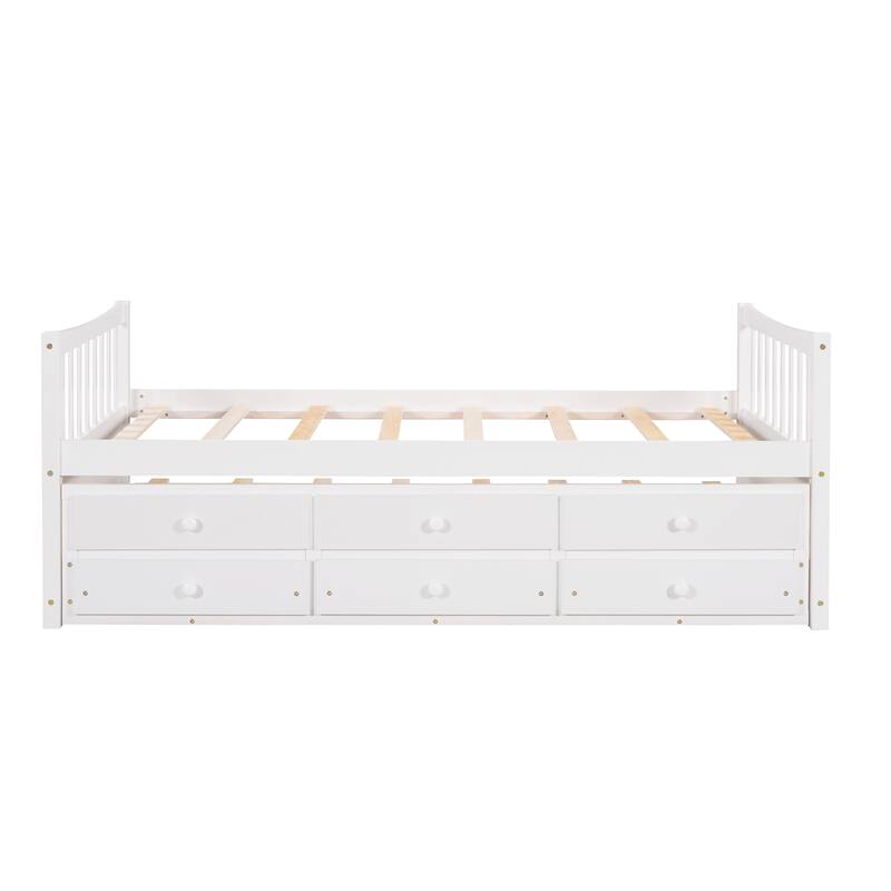 Daybed with Trundle and Drawers, Twin Size, Gray
