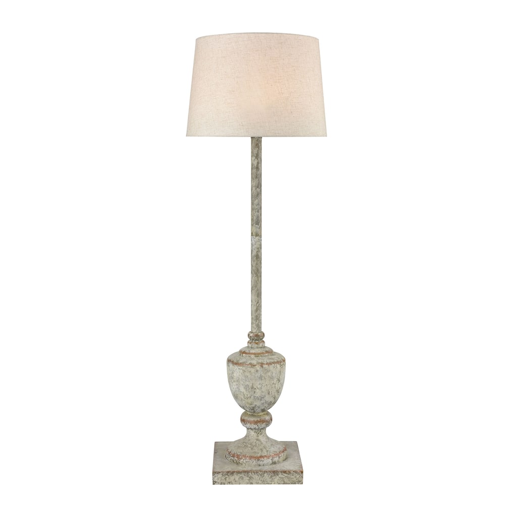 Elk Home Regus Antique Gray With Linen Shade 1 Light Floor Lamp