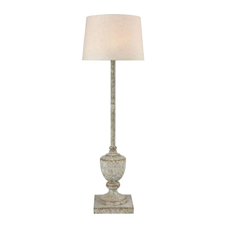 Elk Home Regus Antique Gray With Linen Shade 1 Light Floor Lamp