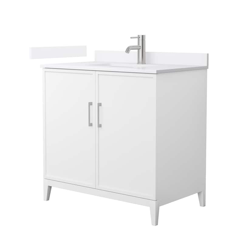 Elan 36-inch Single Vanity, Cultured Marble Top - White, Nickel Trim, White Cultured Marble Top