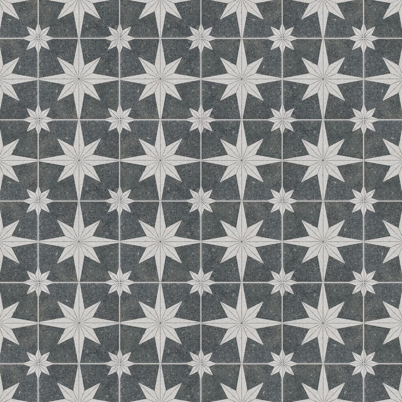 Merola Tile Compass Star Lava Stone 8" x 8" Porcelain Floor and Wall Tile