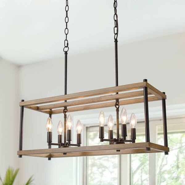 The Gray Barn Mill Way Linear 8 Lights Black Metal Chandelier Island Pendant On Sale Overstock 30684524
