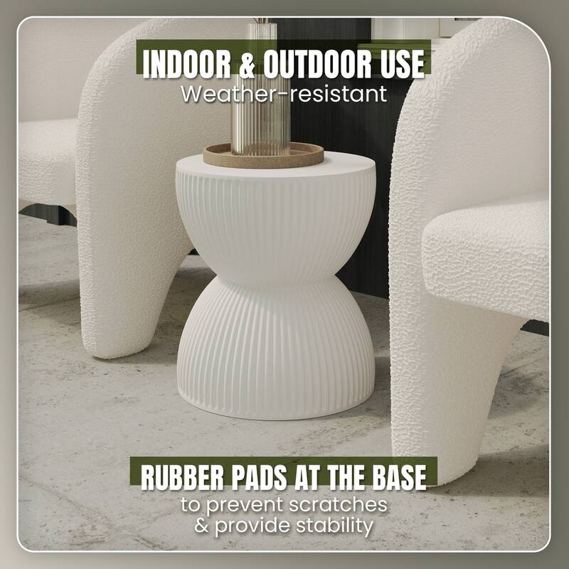 15" Wide Side Table in Painted Fiberstone with Hourglass Design Spire Collection
