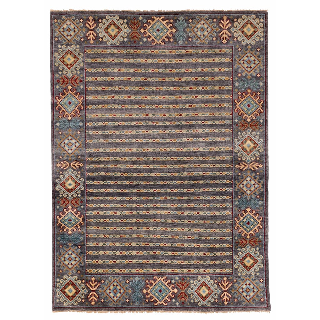 ECARPETGALLERY Hand-knotted Peshawar Ziegler Dark Grey Wool Rug - 5'9 x 7'10