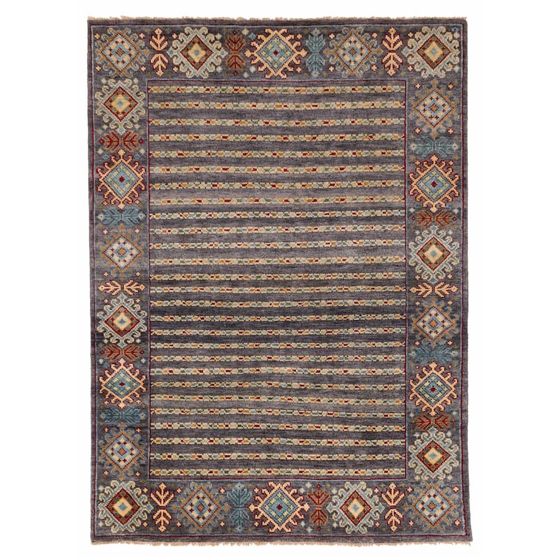 ECARPETGALLERY Hand-knotted Peshawar Ziegler Dark Grey Wool Rug - 5'9 x 7'10