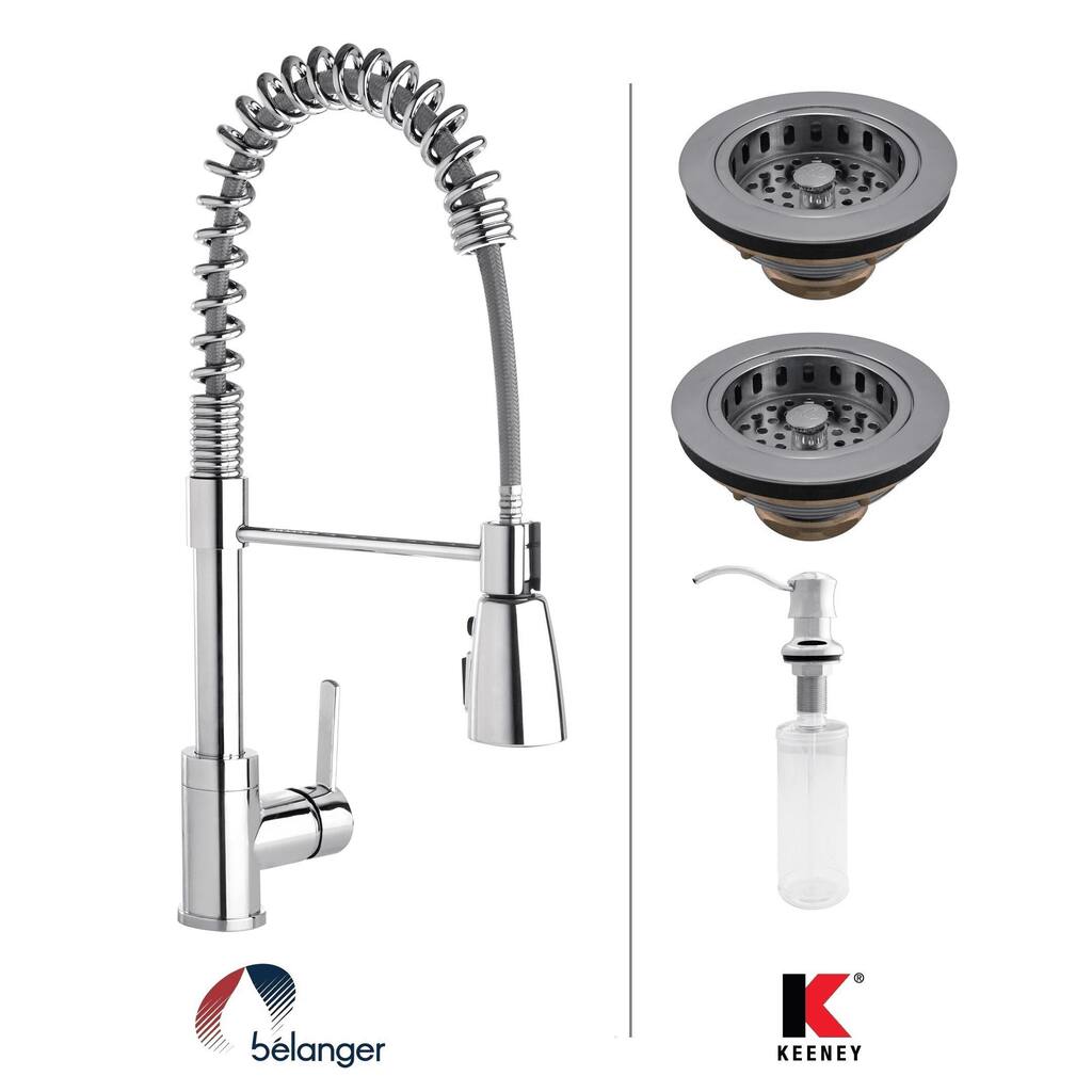 Keeney KITPRO79CPGD Strainer and Garbage Disposal Kit with Commercial Style Faucet, Chrome