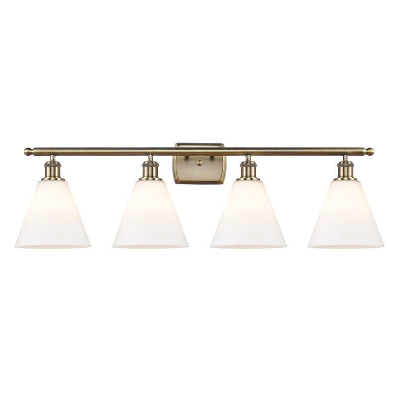 Innovations Lighting 516-4W-12-38 Berkshire Vanity Berkshire 4 Light - Antique Brass / Matte White