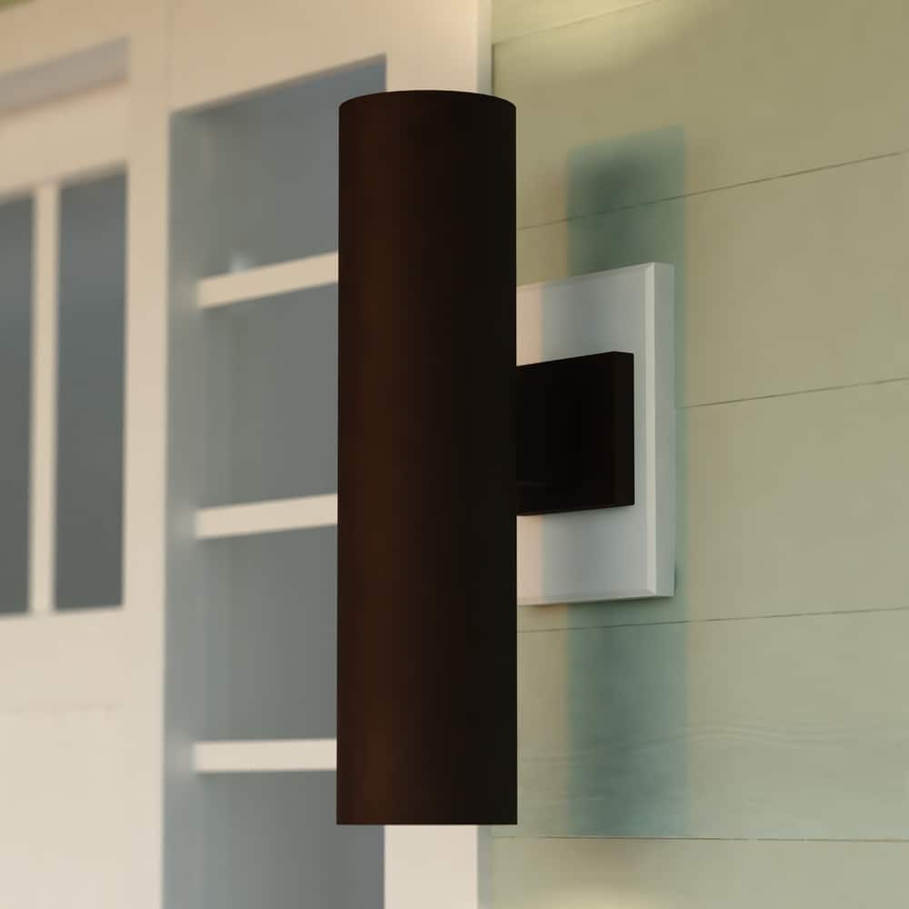 VAXCEL Chiasso 2-Light Outdoor Wall Sconce made of Rust-Resistant Aluminum Metal Shade, Up-Down Wall Wash, LED Compatible