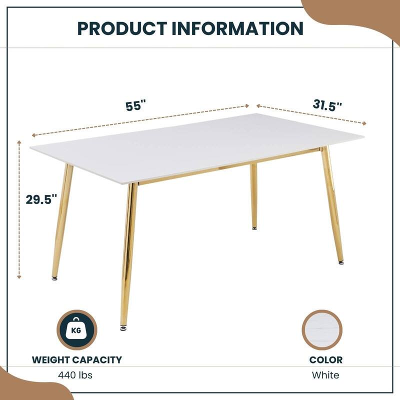 Zayle Dining Table with a 71" Rectangular Top and Gold Steel Base