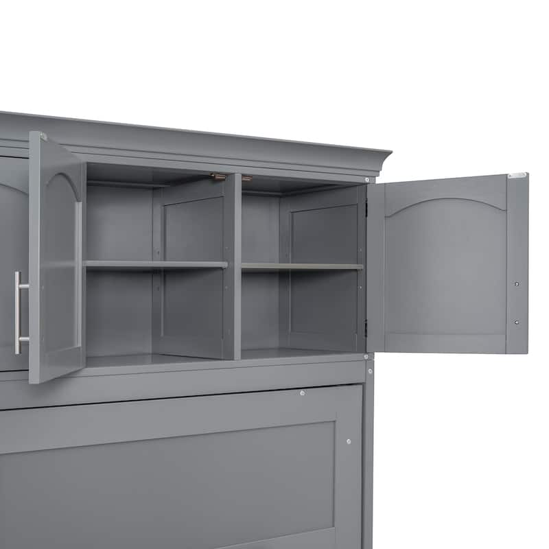 Queen Size Murphy Bed Wall Bed with Cabinets, Storage Drawers, and Wardrobe - Space-Saving Convertible Design