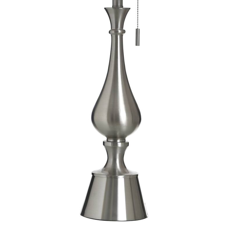 StyleCraft Steel Table Lamp - Brushed Steel - White Shade