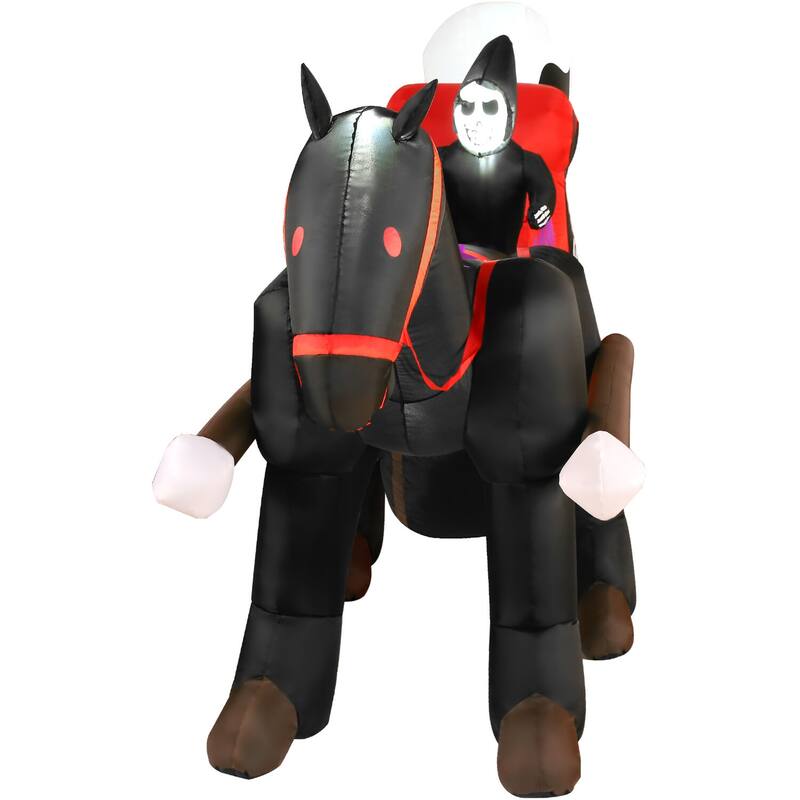 Haunted Hill Farm 6-Ft.Tall Pre-Lit Inflatable Skull Carriage