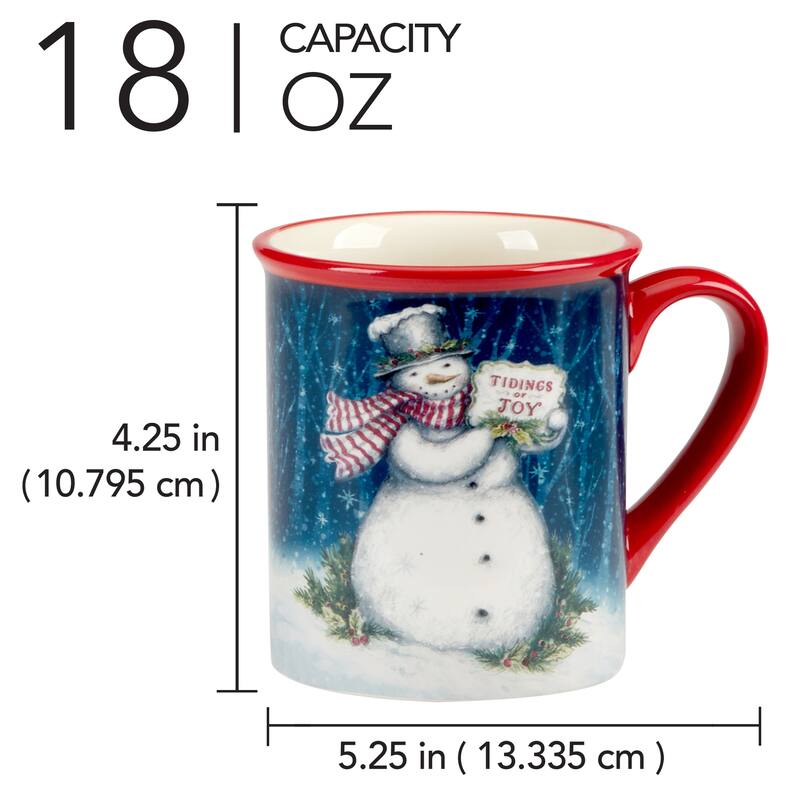 Certified International Snowman Greetings 18 oz. Mugs, Set of 4 Assorted Designs