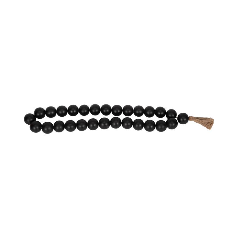 Sagebrook Home 32" Wooden Large Bead Garland with Tassels - Contemporary Mango Wood