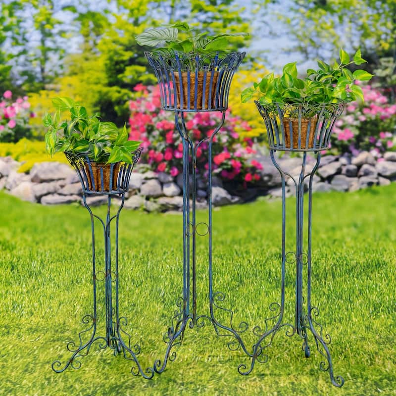 Set of 3 Standing Iron Pedestal Plant Stands