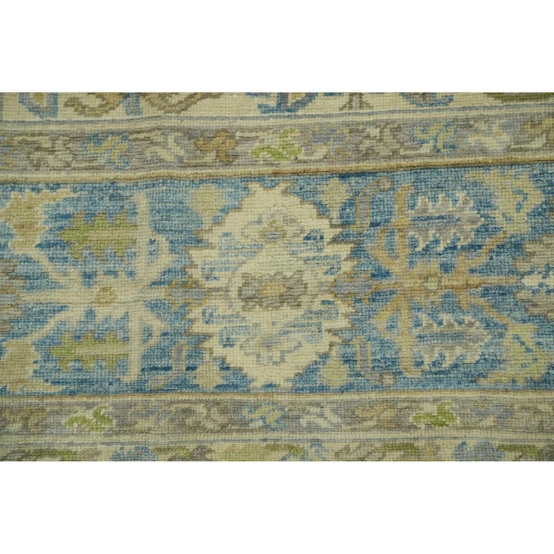 Handmade Gray Oushak Vegetable Dye Area Rug, Medallion Geometric Carpet - 9' 8'' X 8' 3''