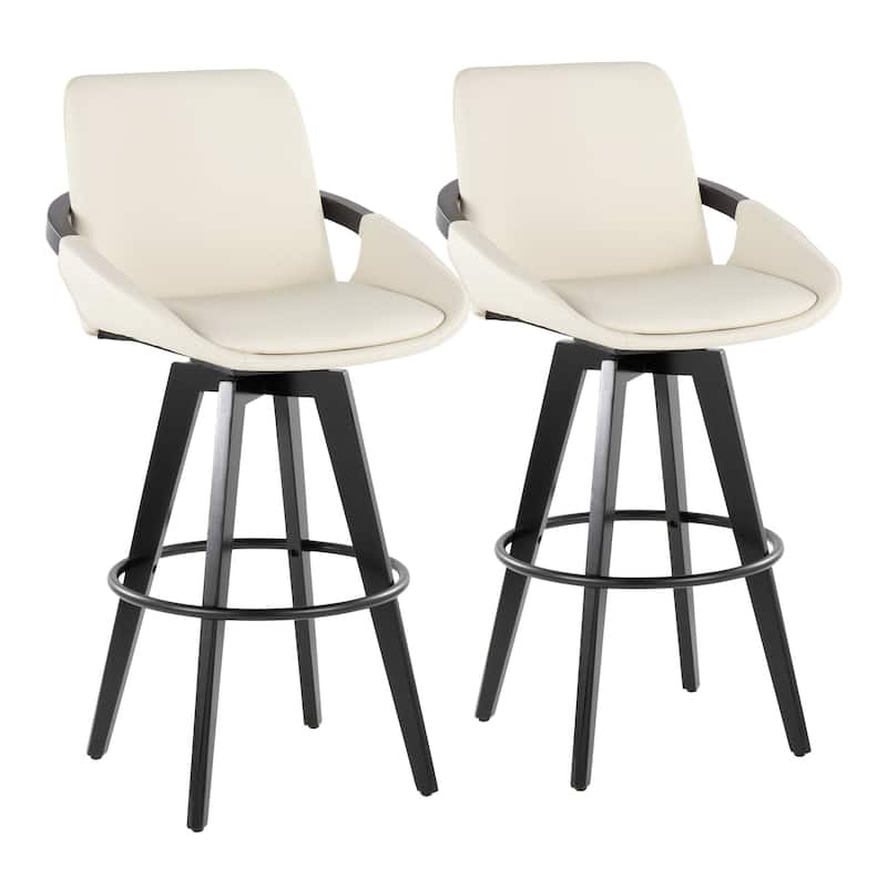 Cosmo 30" Fixed-Height Barstool - Set of 2 - Cream Faux Leather