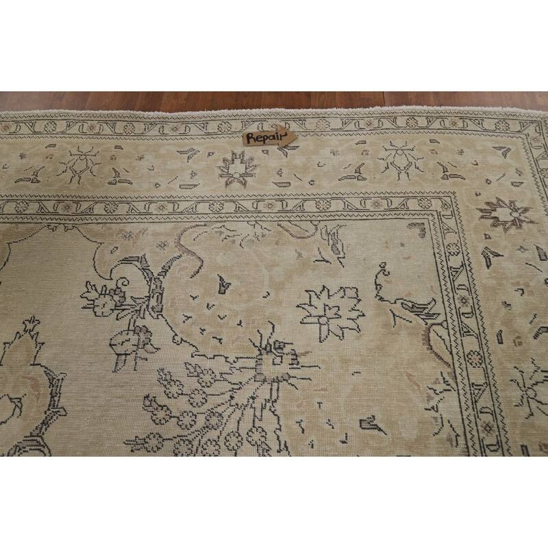 Medallion Tabriz Persian Rug Floral Hand-Knotted Wool Carpet - 9'8"x 13'2"