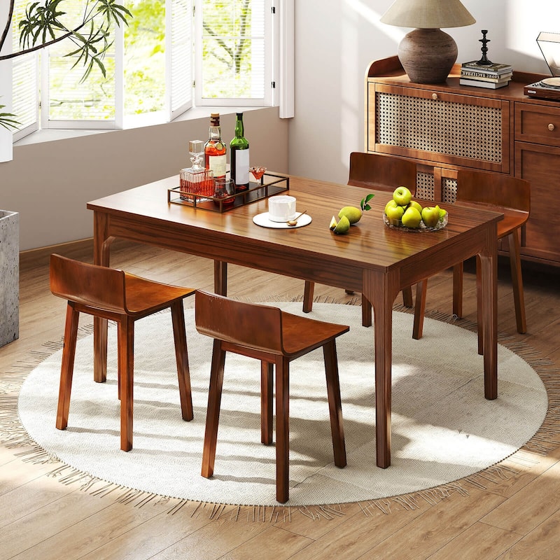 Costway Dining Chairs Set of 2/4 with Acacia Wood Legs Curved Seat & - See Details