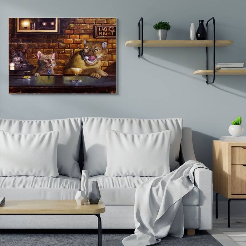 Stupell Cougar at the Bar Ladies Night Animal Humor Canvas Wall Art - Multi-Color