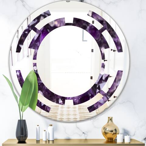 Designart 'Amethyst geode' Printed Modern Round or Oval Wall Mirror - Space
