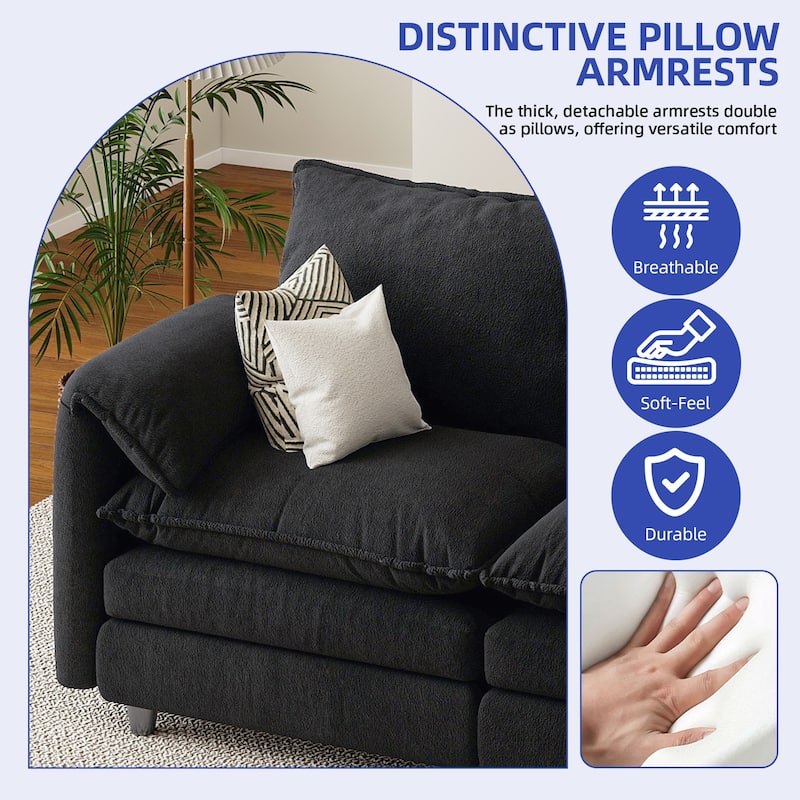 Modern Velvet L Shaped Couch 108" Modular Sectional Sofa with Movable Ottoman