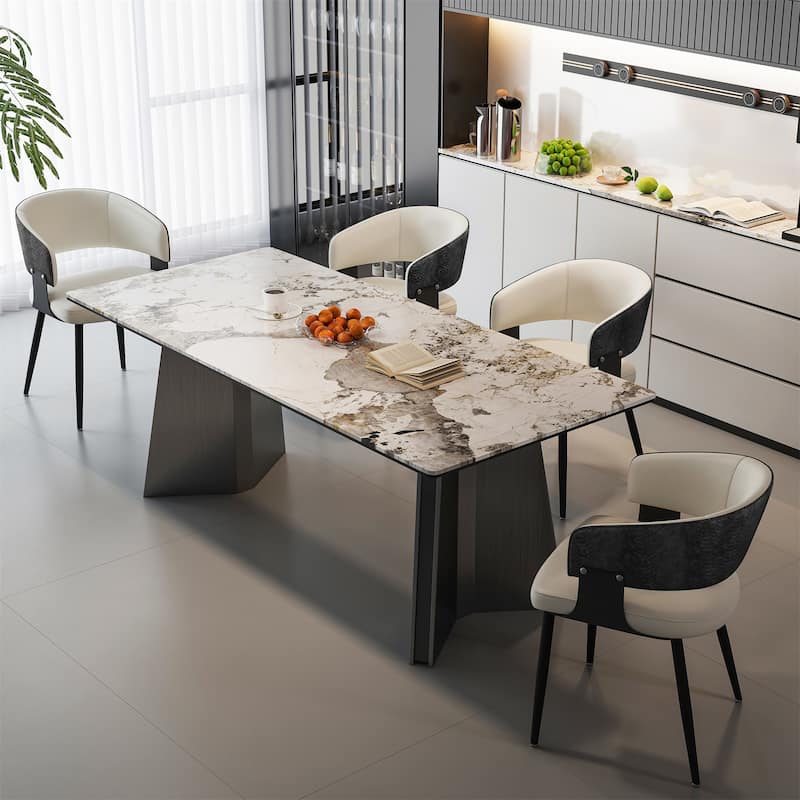 Dining Chairs Set Microfiber Leather Kitchen Dining Chairs Upholstered Padded Wide Seat