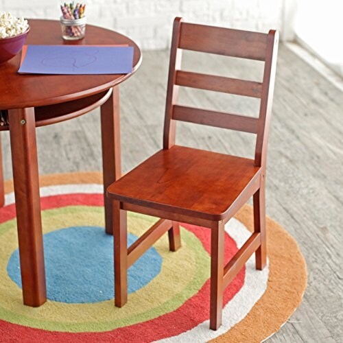 Lipper childrens walnut rectangle table and 4 store chairs