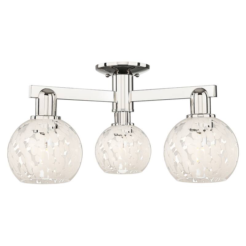 Innovations Lighting 716-3F-10-24 White Mouchette Semi-Flush White - Polished Nickel / White Mouchette