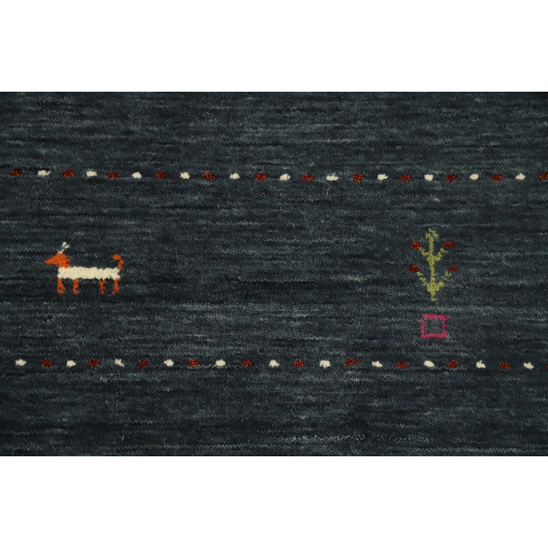 Hand Knotted Oriental 100% Wool Carpet Tribal Animal Pictorial Greys & Charcoal Gabbeh Area Rug - 9' 9'' X 9' 8''