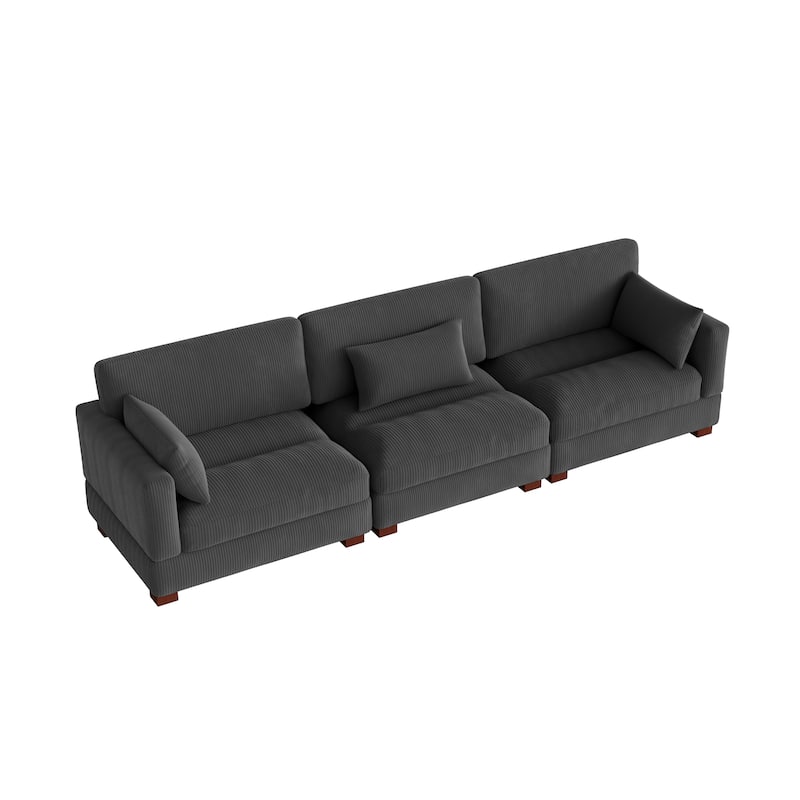 Modern 3-Piece Corduroy Sectional Sofa 3 Seater Sofa For Living Room