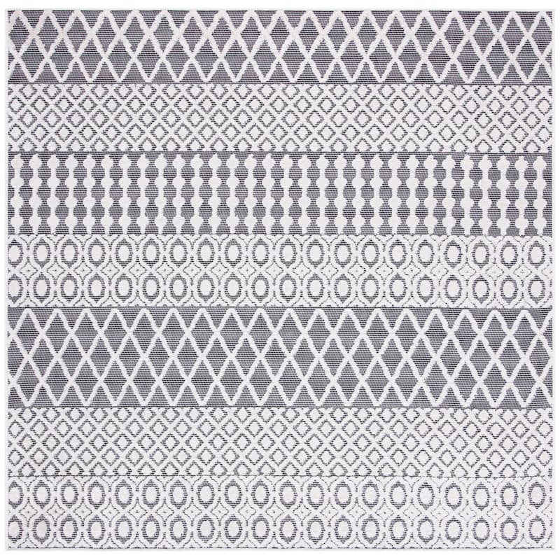 SAFAVIEH Cabana Selinde Indoor/ Outdoor Waterproof Patio Rug - 6'7" Square - Ivory/Grey