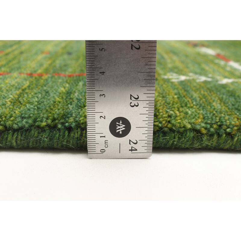 ECARPETGALLERY Hand Loomed Kashkuli Gabbeh Green Wool Rug - 2'7 x 7'10