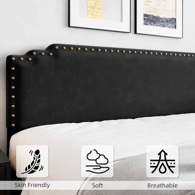 Velvet Upholstered Platform Bed Frame