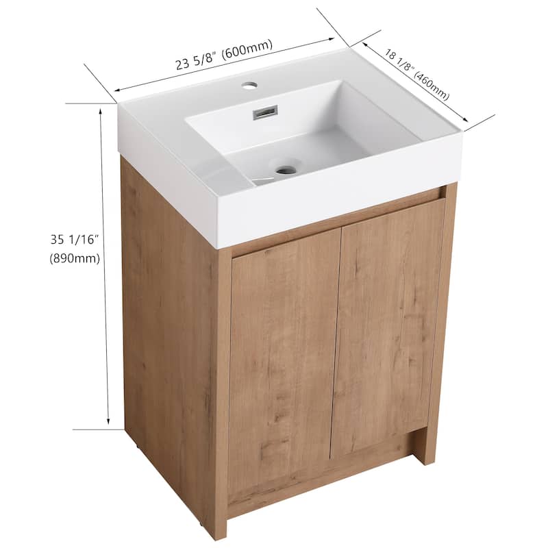 ARTCHIRLY 24/30 Inch Bathroom Vanity with Sink, Freestanding Bathroom Vanity with Soft Close Door and Adjustable Shelf