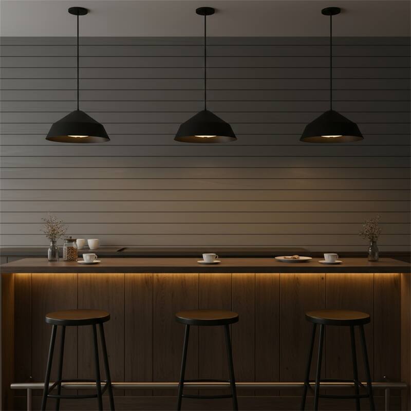 22" Diameter Integrated LED Black Pendant