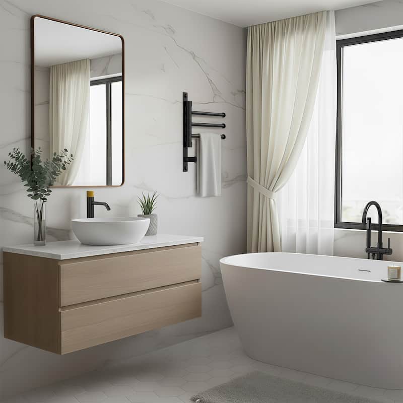 GRANDJOY Wall-Mounted Stainless Steel Swivel Towel Bar with 3 Rotatable Arms