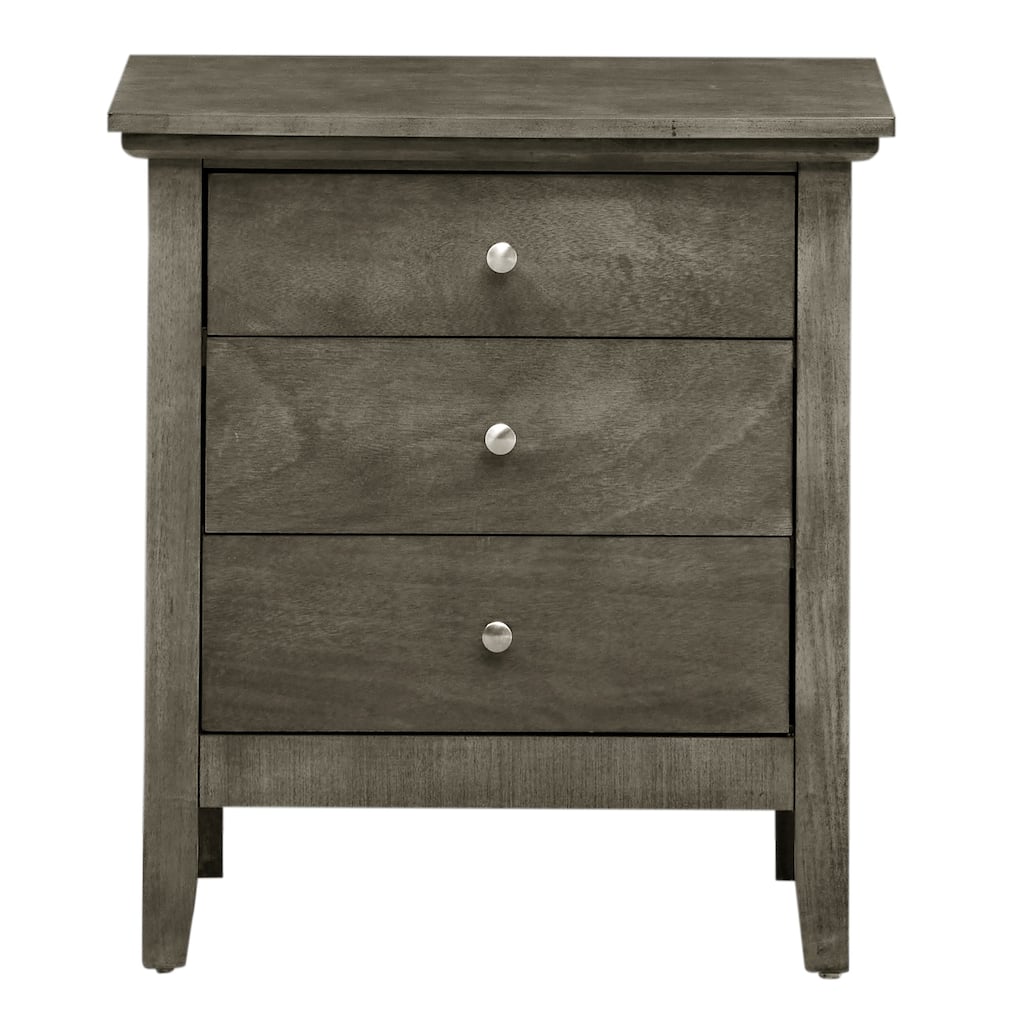 3-Drawer Wood Nightstand - 26" - Gray