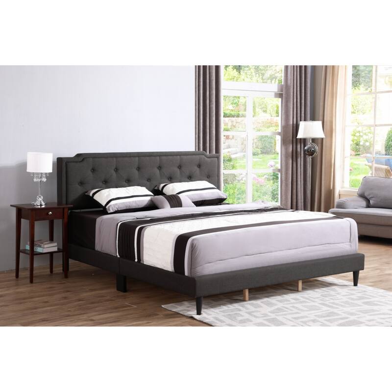 Black Fabric Platform Bed, Full Size - Black