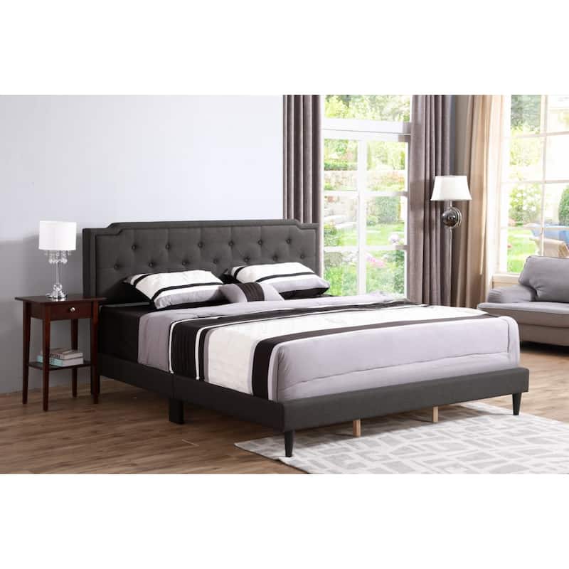 Black Fabric Platform Bed, Queen Size - Black