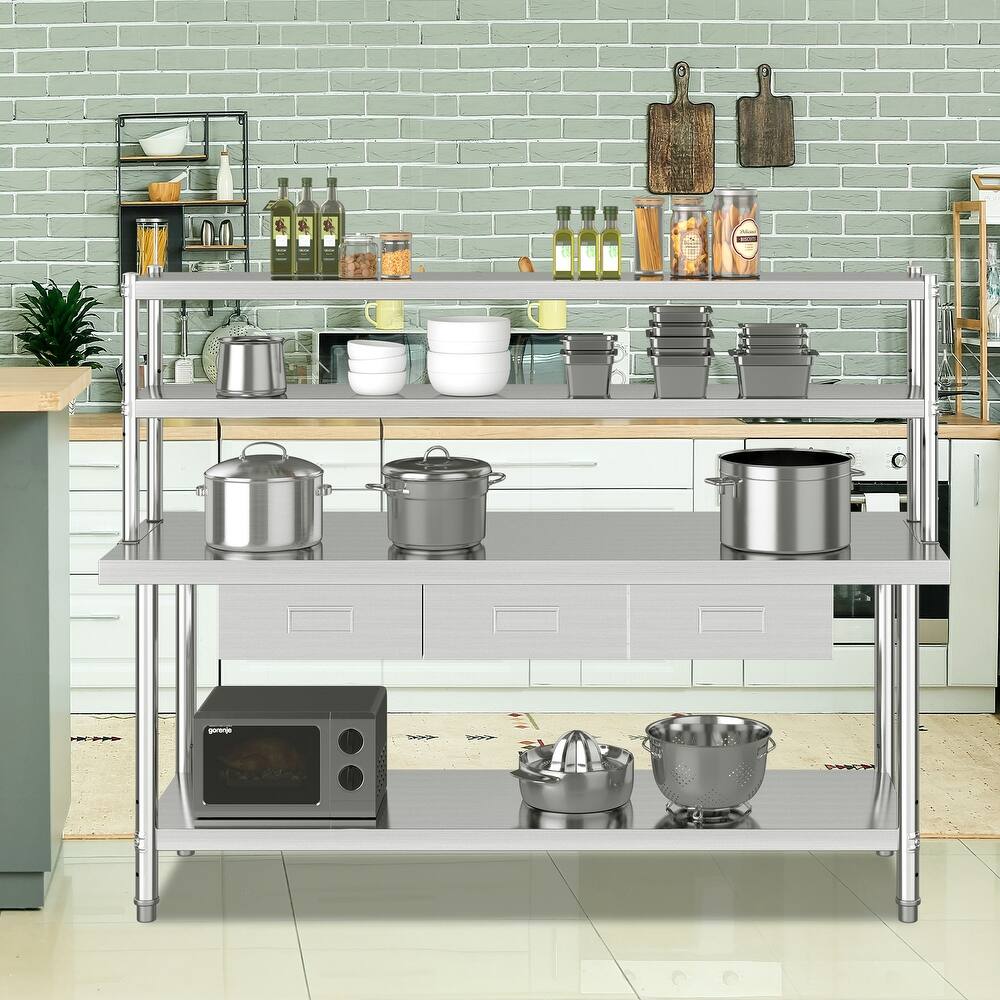 72'' Stainless Steel Commercial Work Table with Shelf