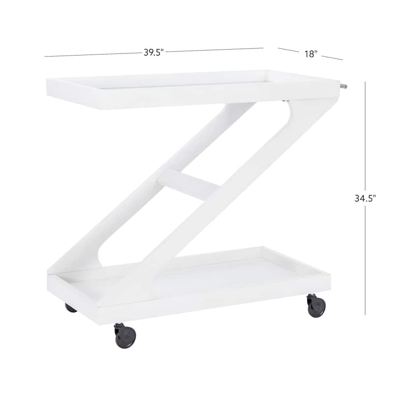 Jodie Z-Shaped Wooden Rolling Bar Cart